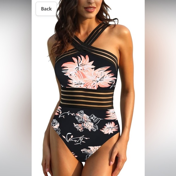 Hilor Floral Front Crossover One Piece Swimsuit Women’s Small 4-6 NEW - Picture 2 of 11